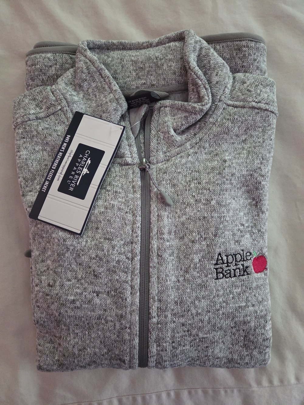 Men's Med Gray Full Zip Jacket w/Apple Bank Logo
